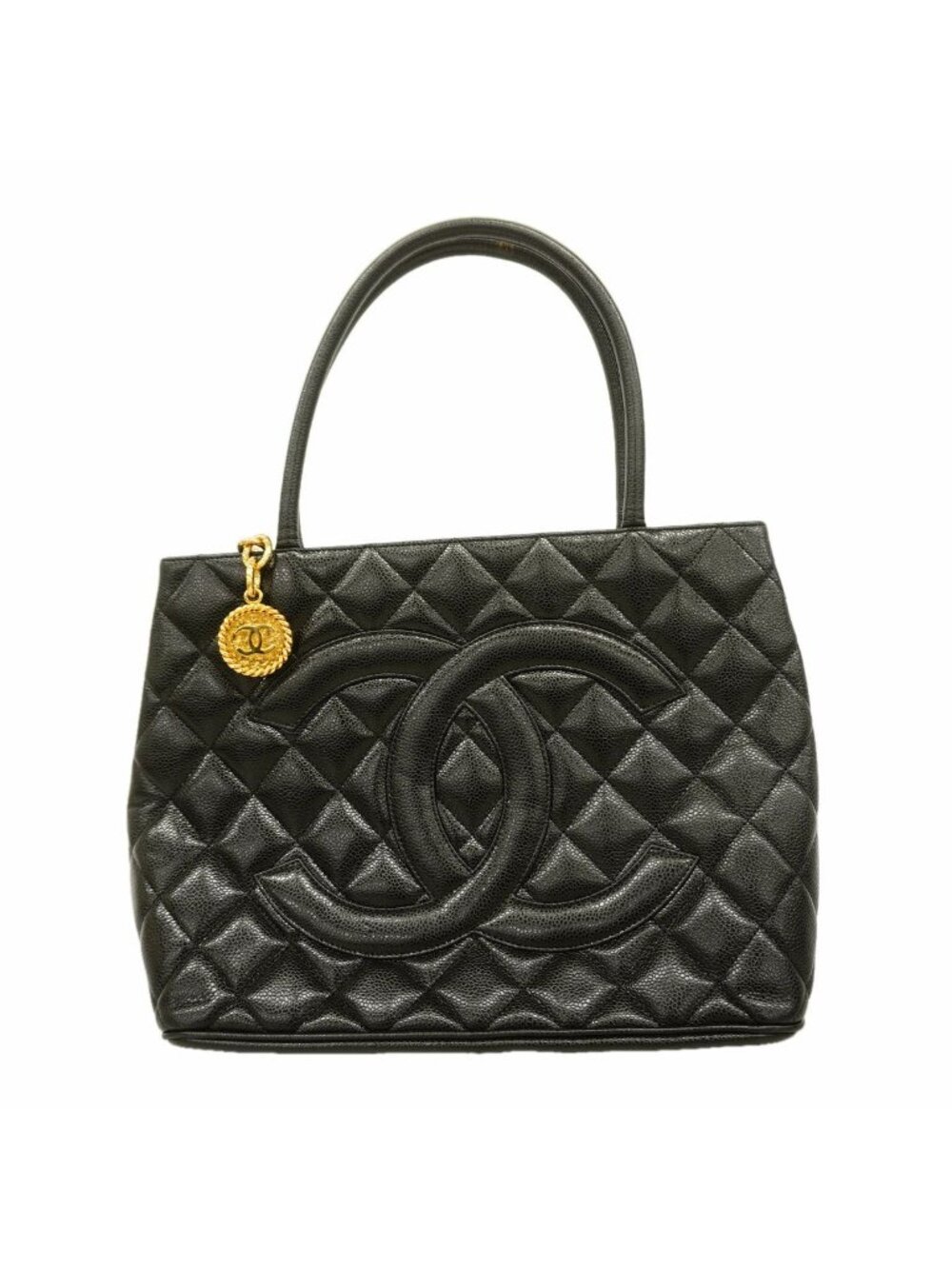 Chanel Tote Bag Reissue Caviar Leather Black Gold